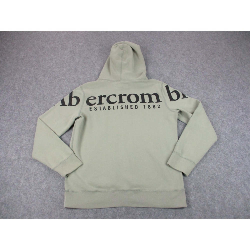 Abercrombie & Fitch Hoodie Mens Small Green Soft A&F Fleece Spell Out Back Logo